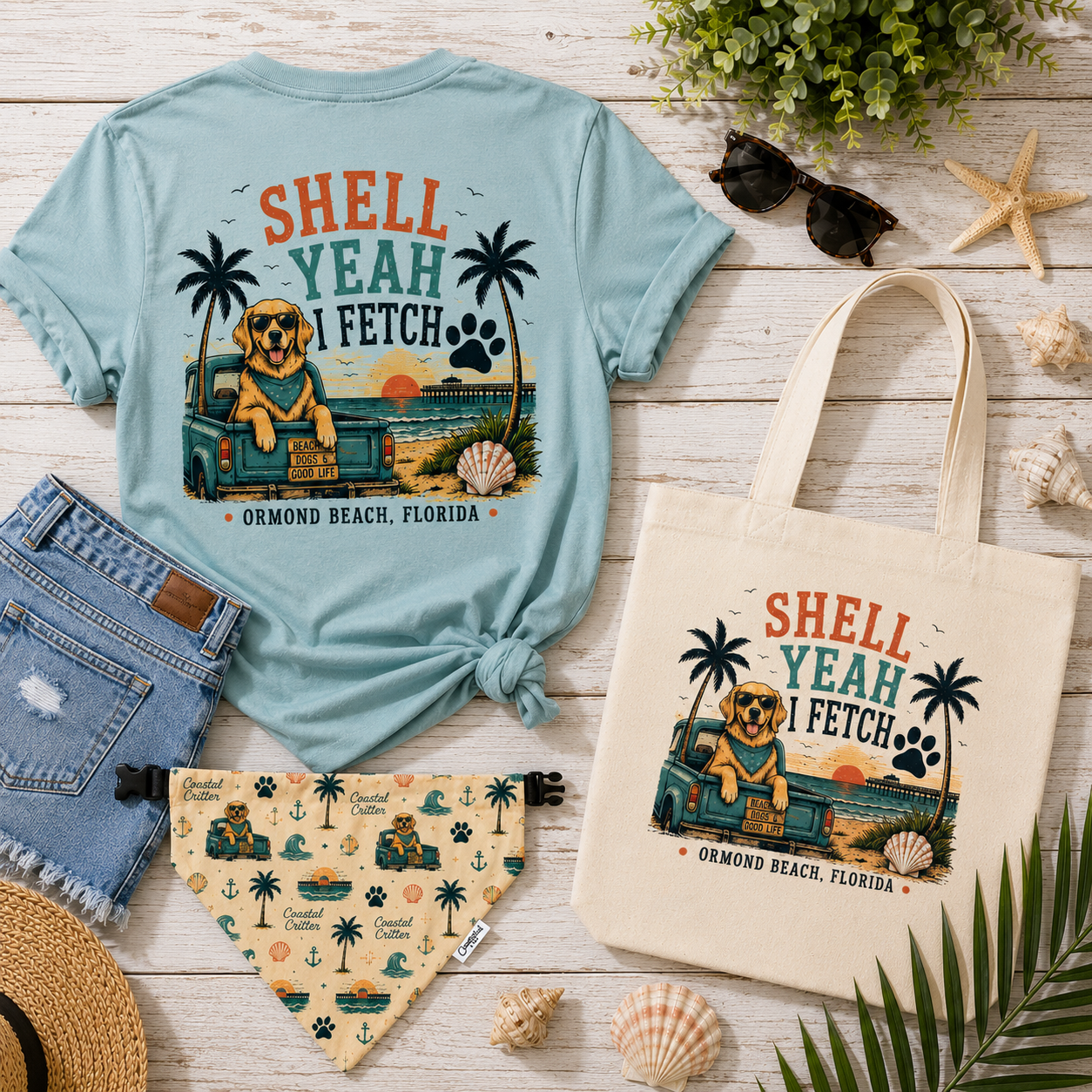 Shell Yeah I Fetch | Coastal Dog Bandana