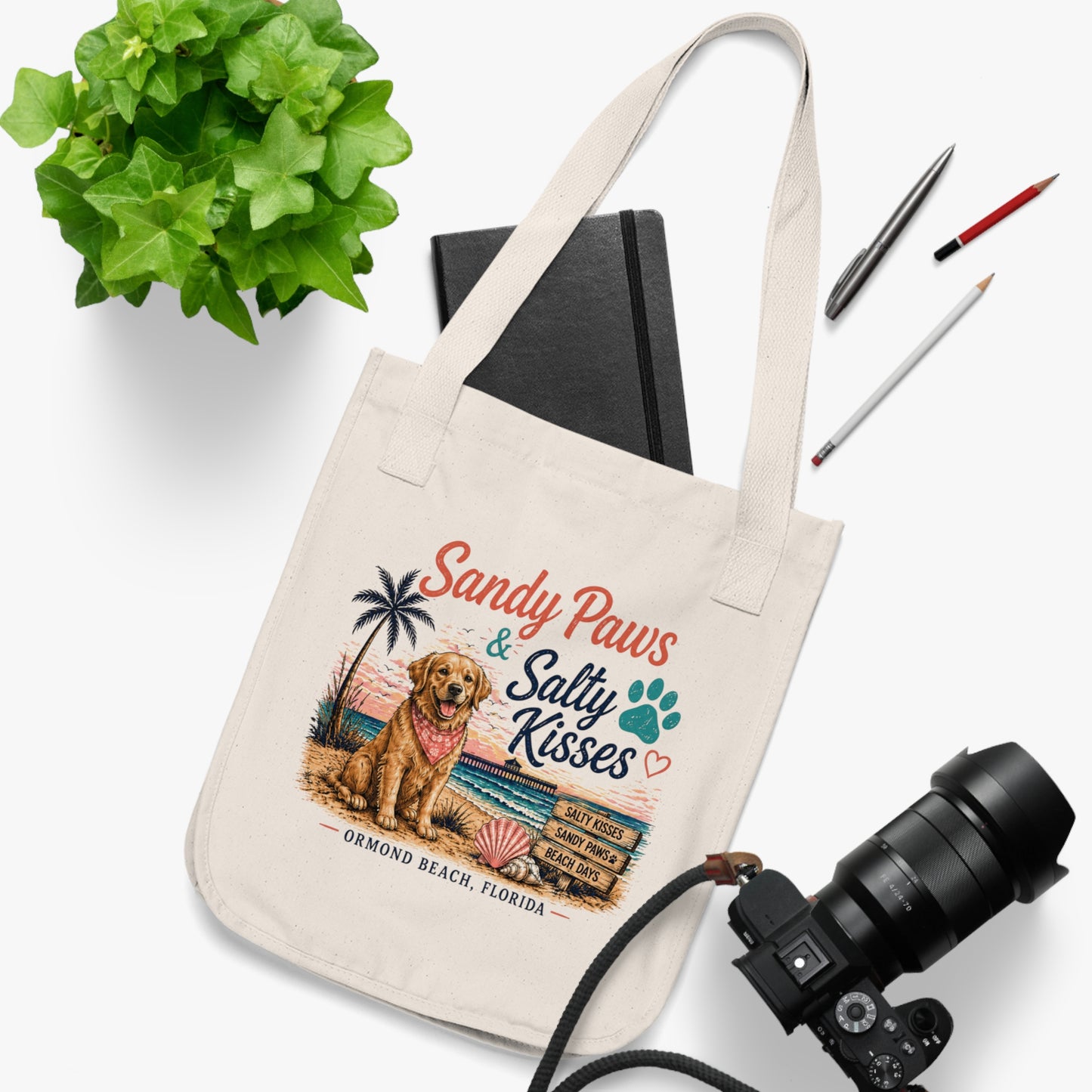 Sandy Paws & Salty Kisses | Coastal Beach Tote