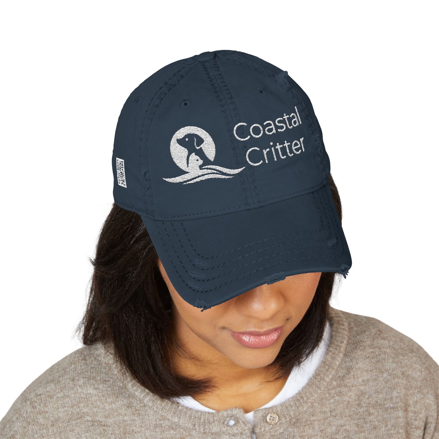 Coastal Critter Distressed Dad Hat, Embroidered