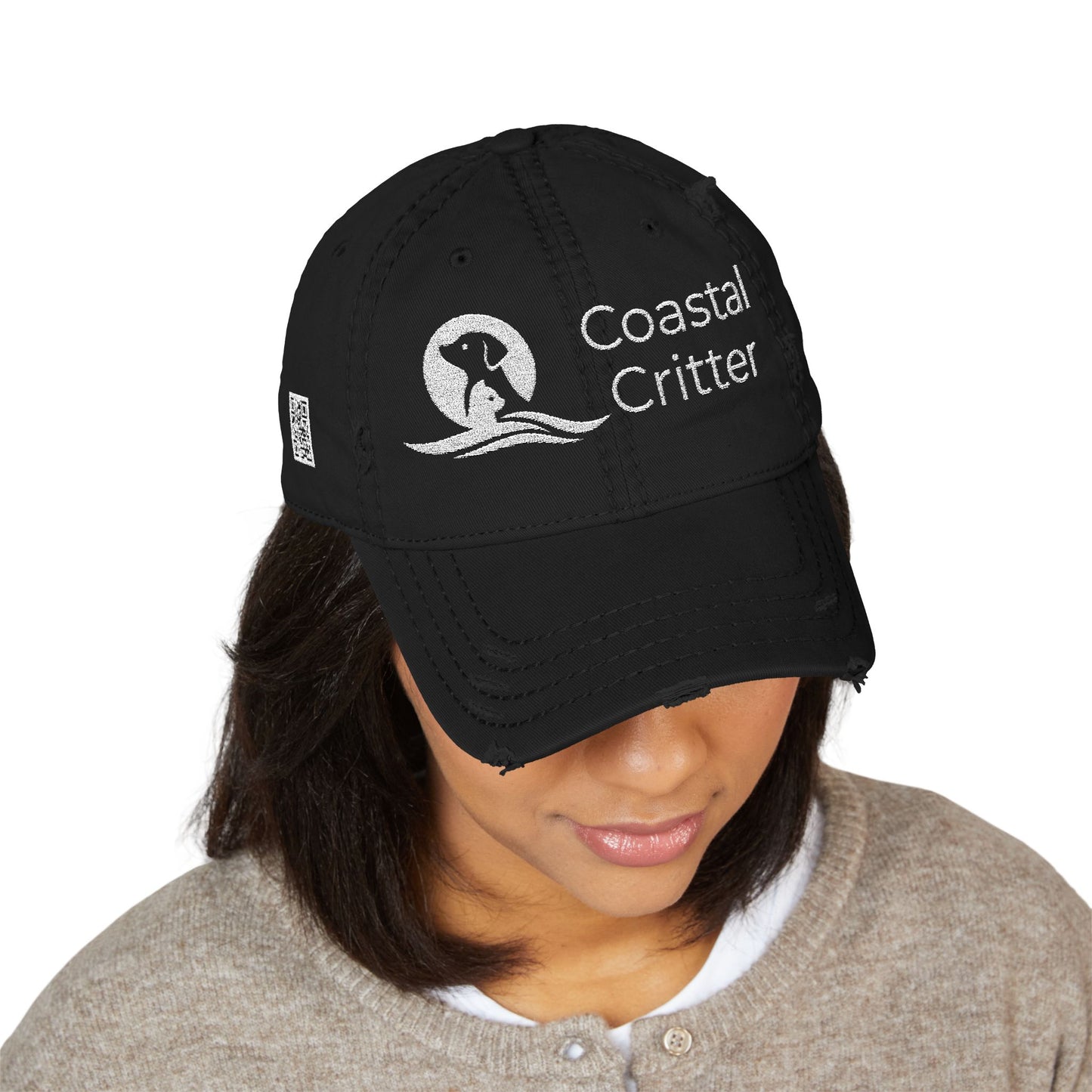 Coastal Critter Distressed Dad Hat, Embroidered