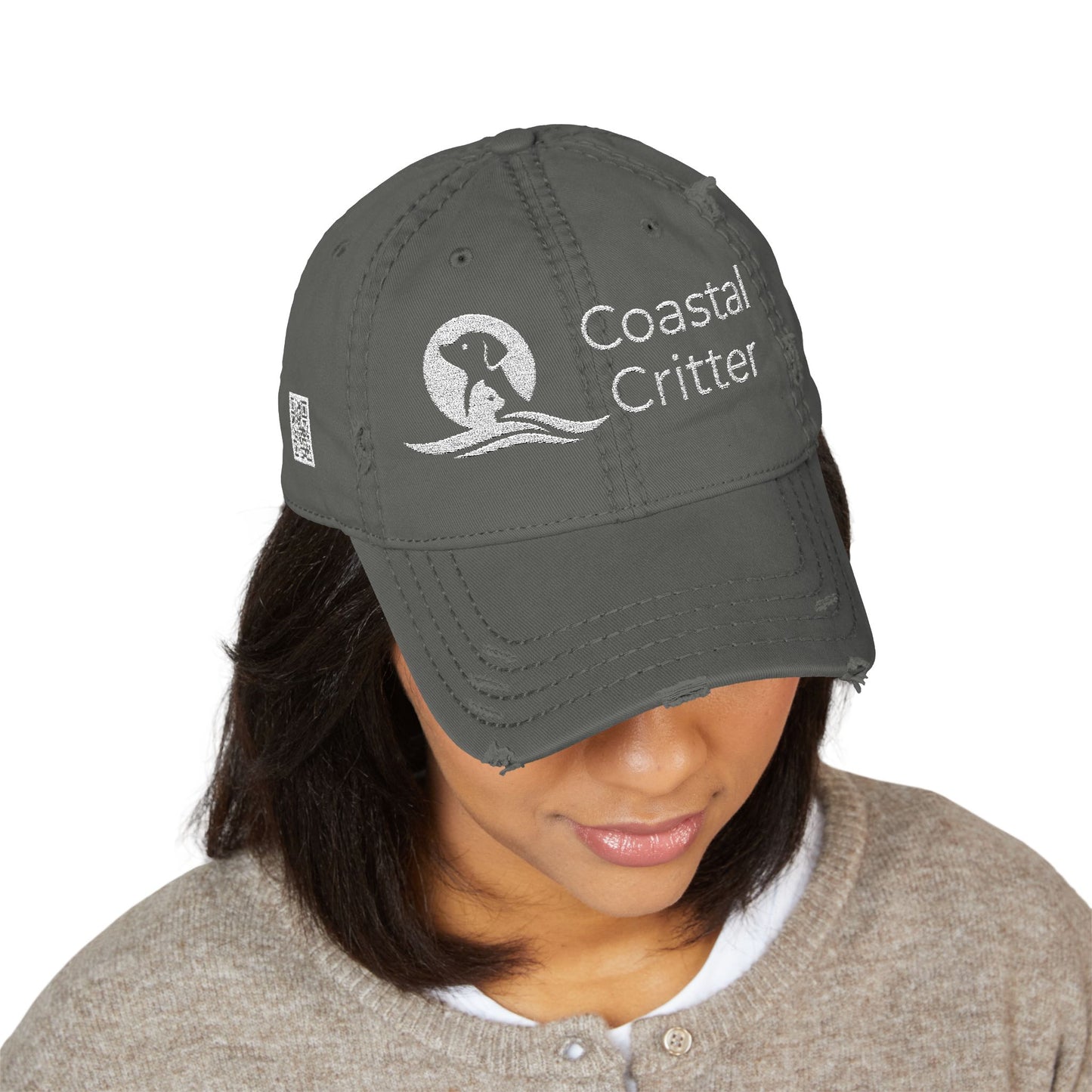 Coastal Critter Distressed Dad Hat, Embroidered