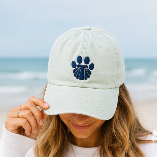 Coastal Critter Mint Baseball Hat | Embroidered Shell Paw Cap