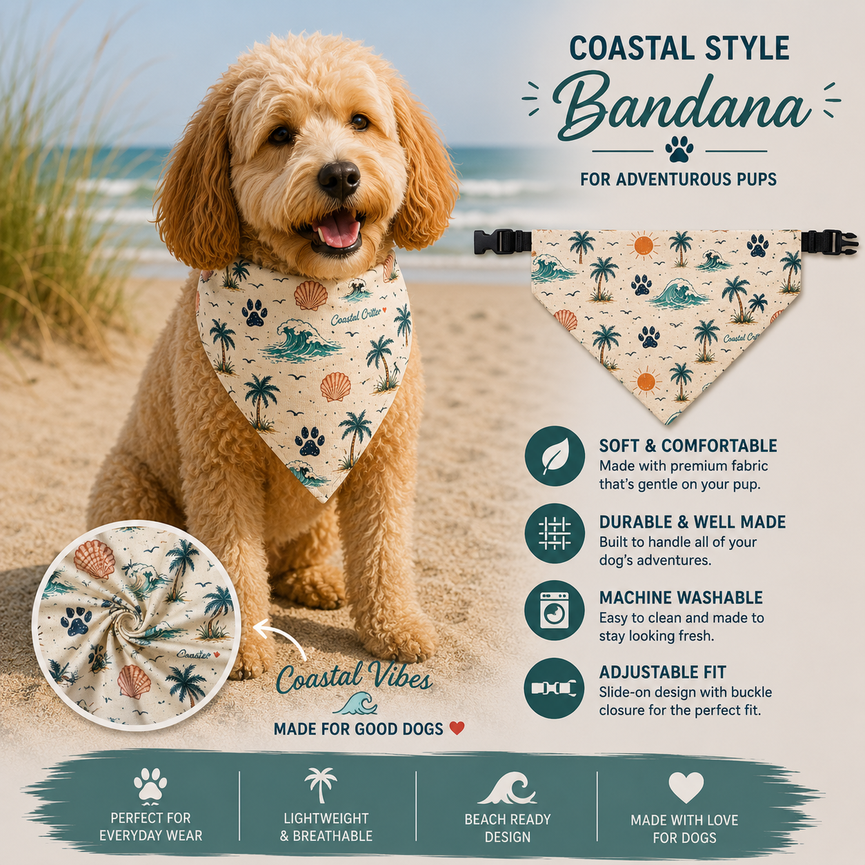 Ormond Beach Dog Life | Coastal Dog Bandana