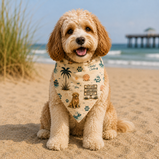 Sandy Paws & Salty Kisses | Coastal Dog Bandana