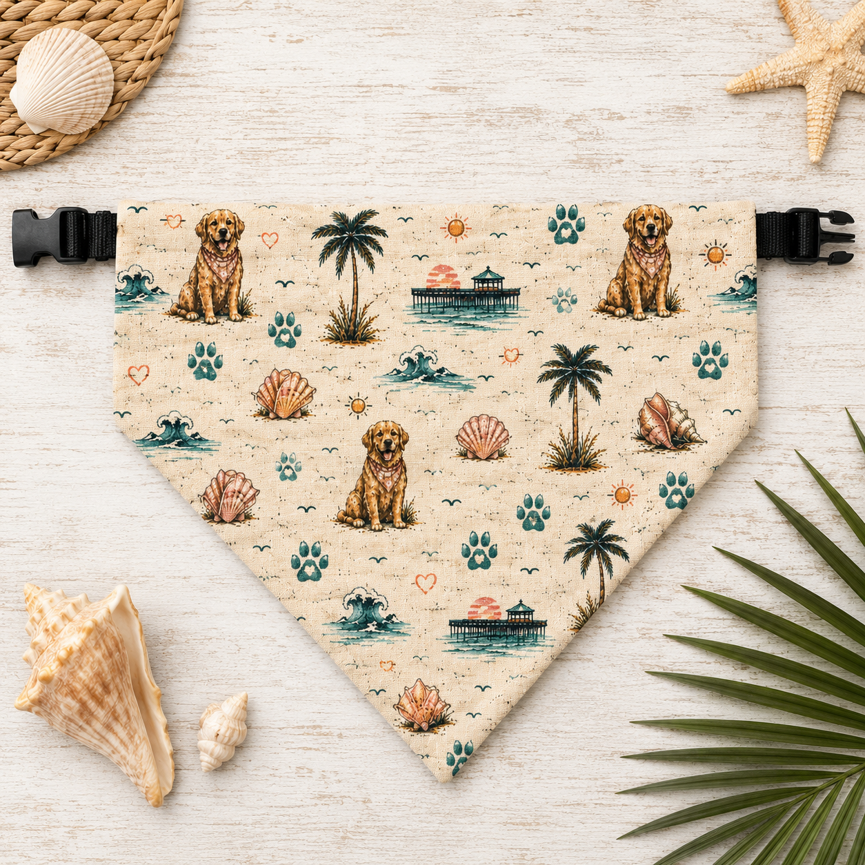Sandy Paws & Salty Kisses | Coastal Dog Bandana