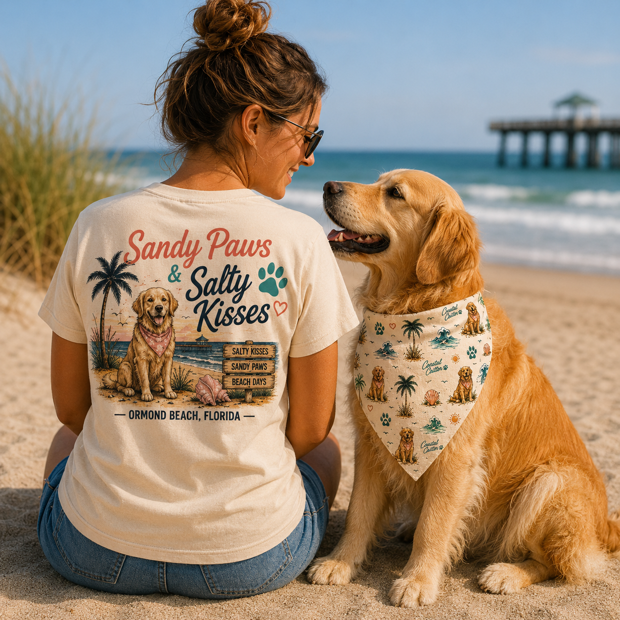Sandy Paws & Salty Kisses | Coastal Dog Bandana
