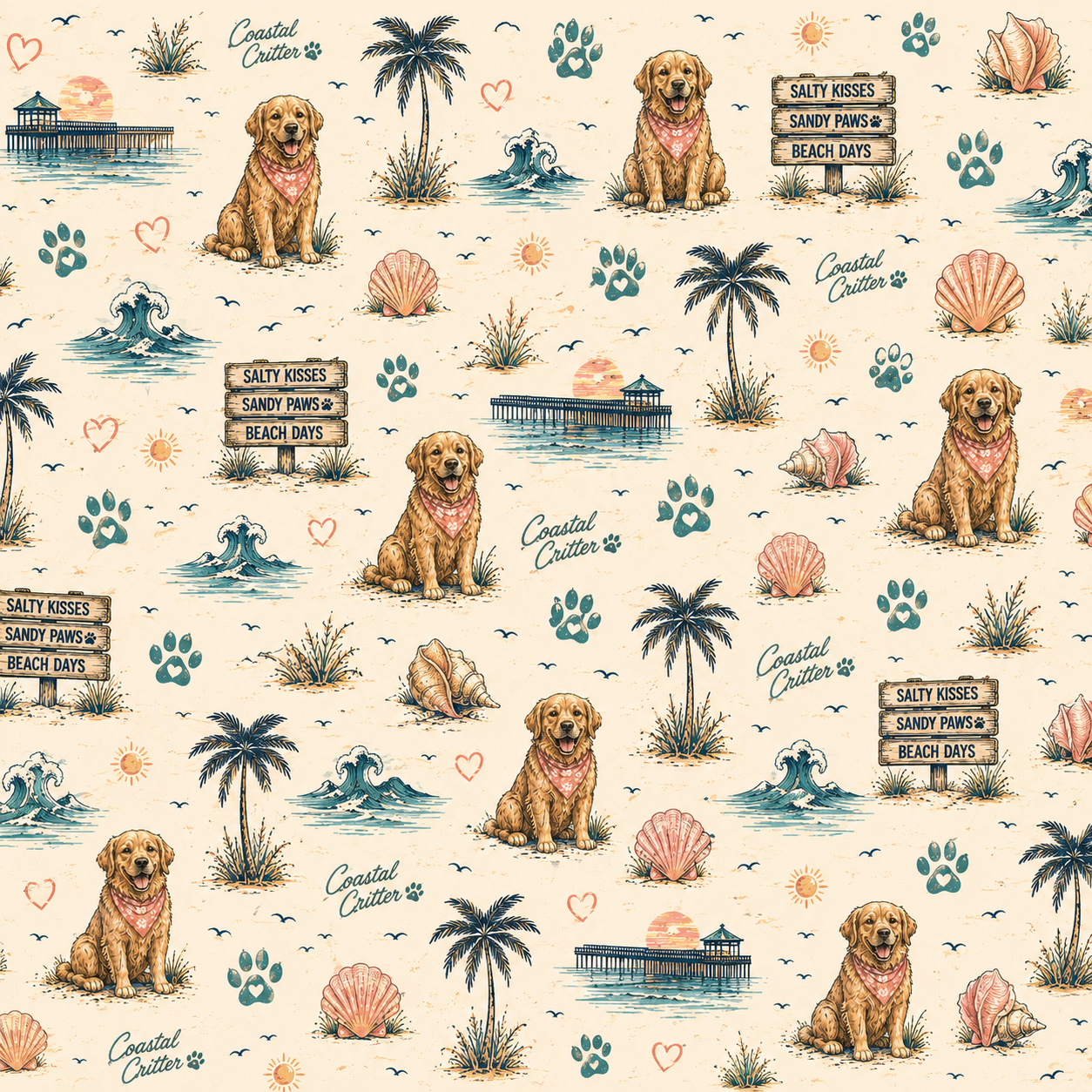 Sandy Paws & Salty Kisses | Coastal Dog Bandana