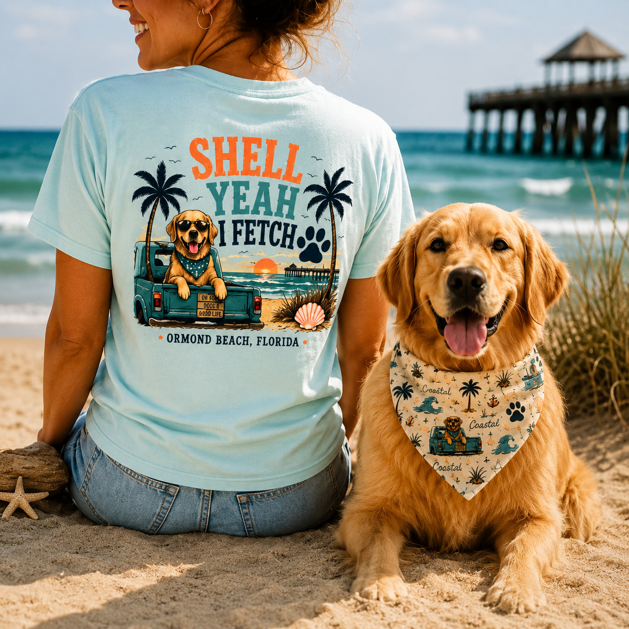 Shell Yeah I Fetch | Coastal Dog Bandana