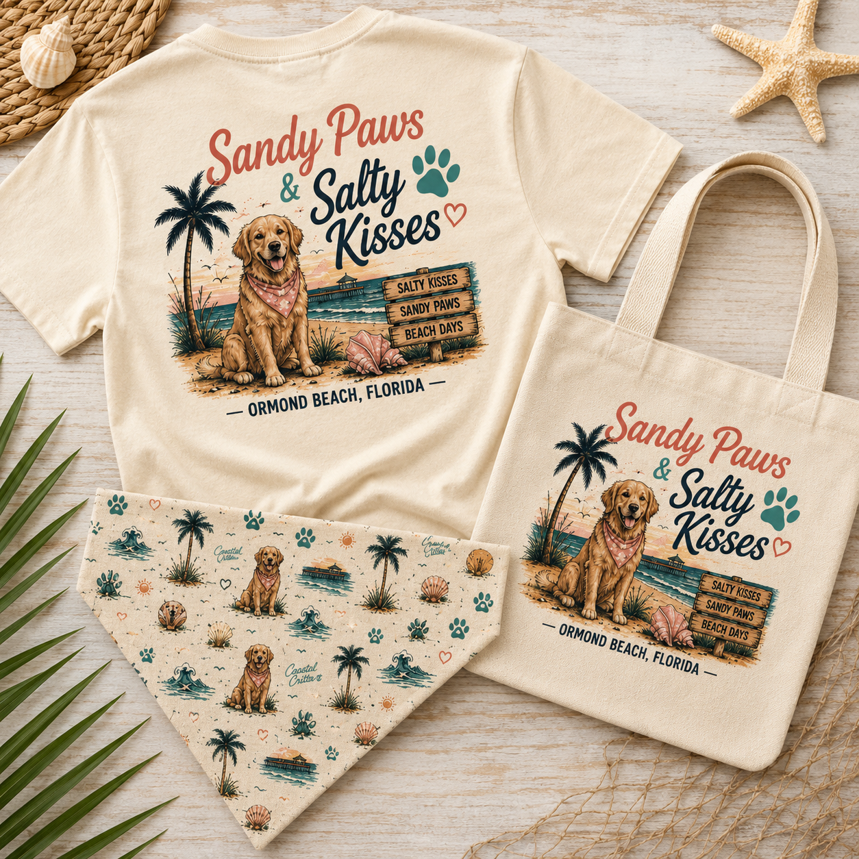 Sandy Paws & Salty Kisses | Coastal Dog Bandana