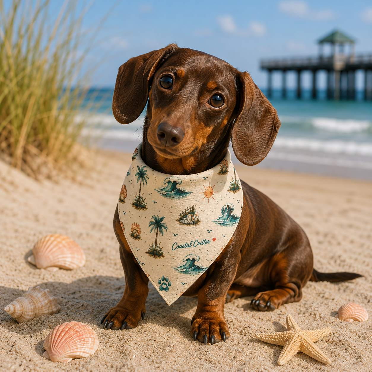 My Therapist Has Sandy Paws | Coastal Dog Bandana