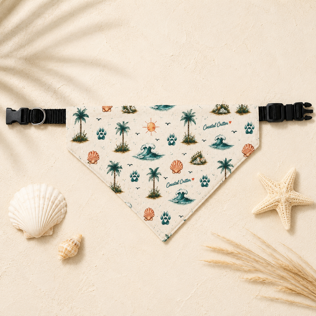 My Therapist Has Sandy Paws | Coastal Dog Bandana