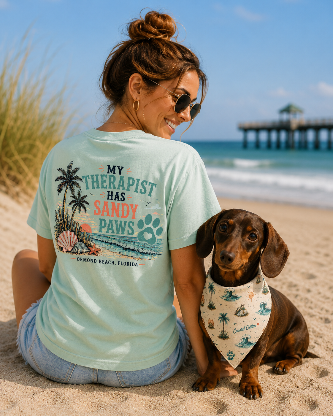 My Therapist Has Sandy Paws | Coastal Dog Bandana
