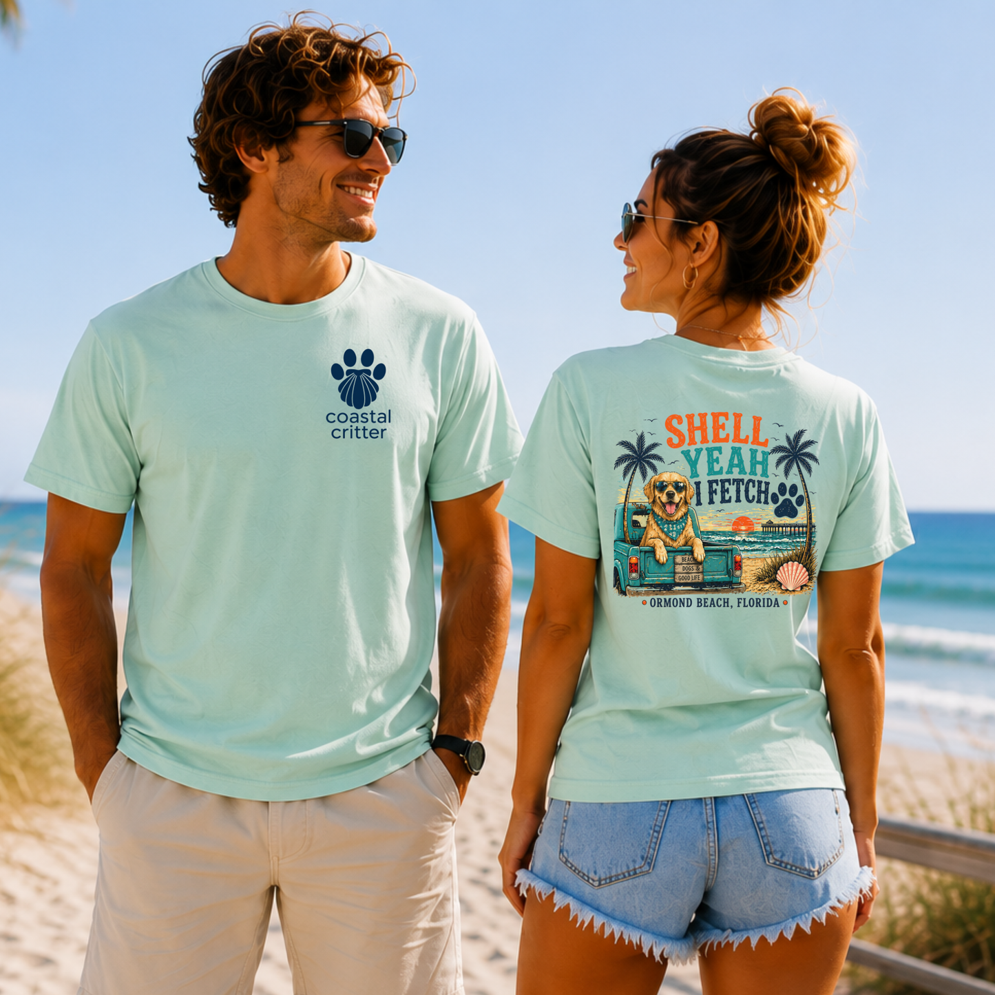 Shell Yeah I Fetch | Coastal Beach Dog Tee