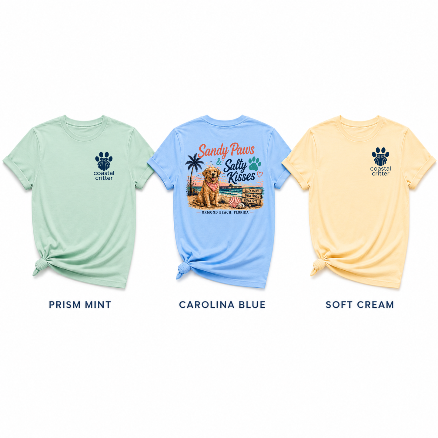 Sandy Paws & Salty Kisses | Coastal Beach Dog Tee
