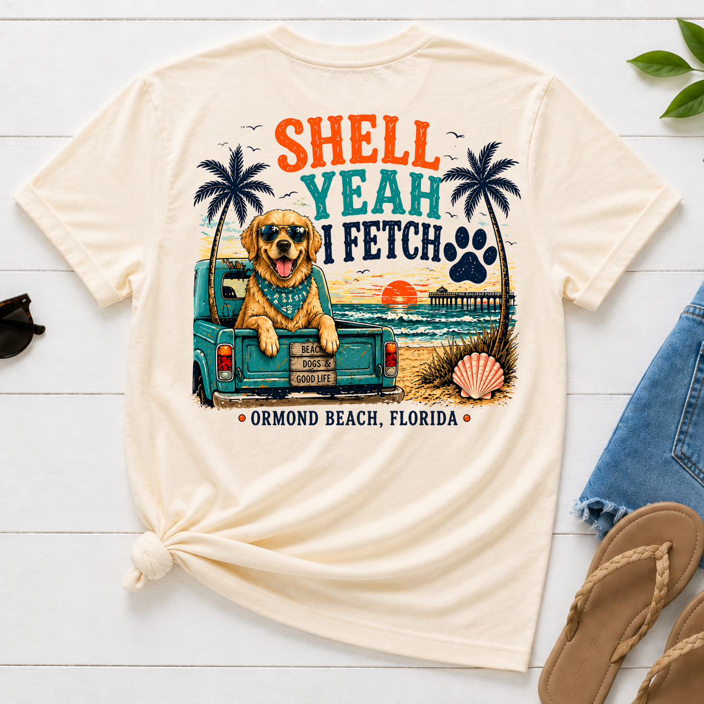 Shell Yeah I Fetch | Coastal Beach Dog Tee
