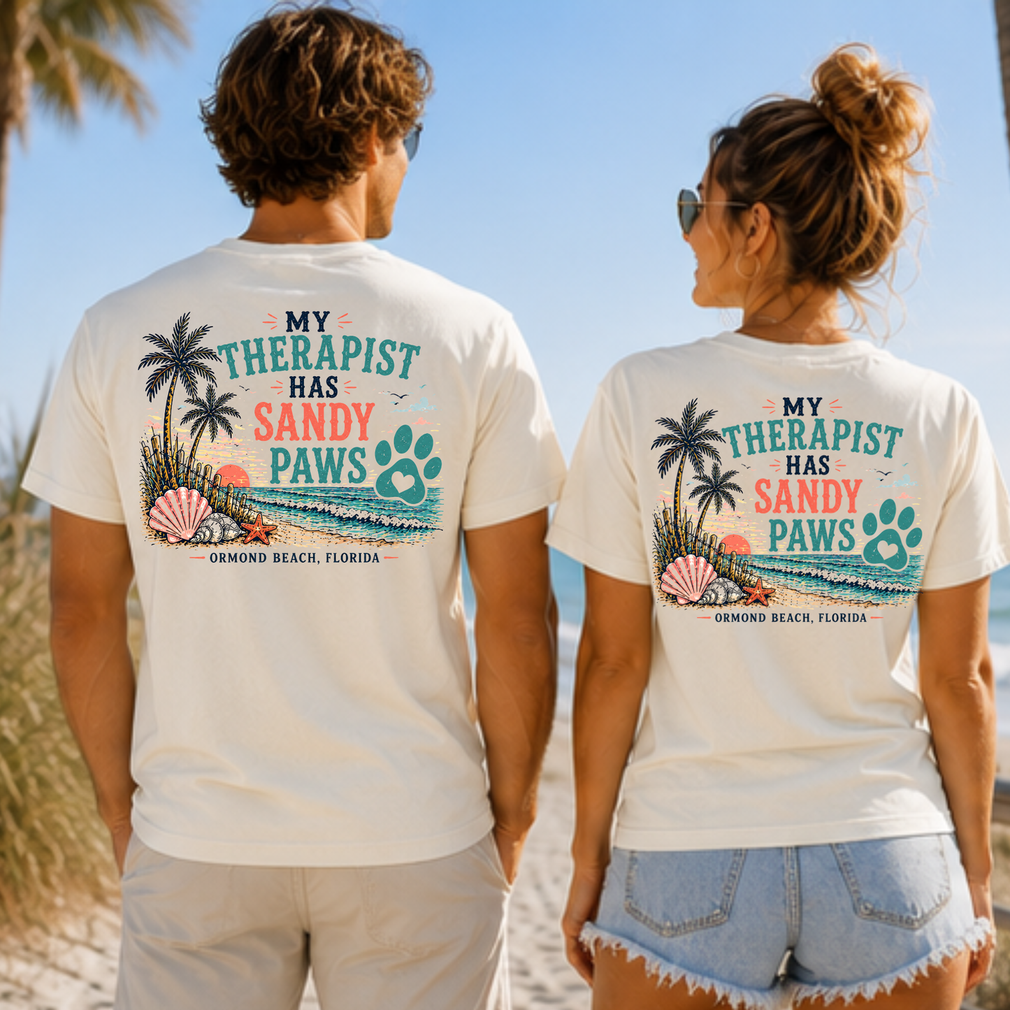 My Therapist Has Sandy Paws | Coastal Beach Dog Tee
